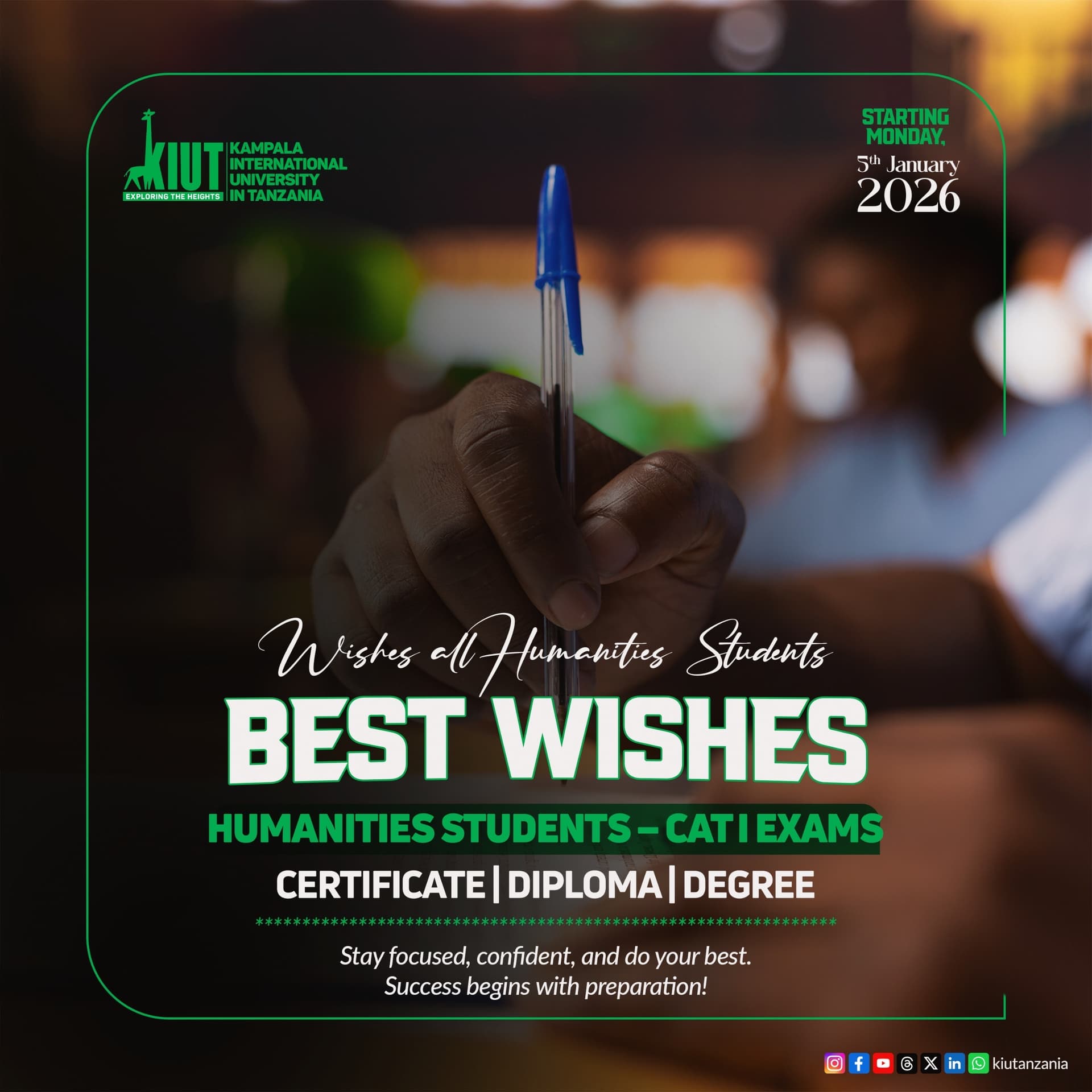 BEST WISHES TO ALL HUMANITIES STUDENTS