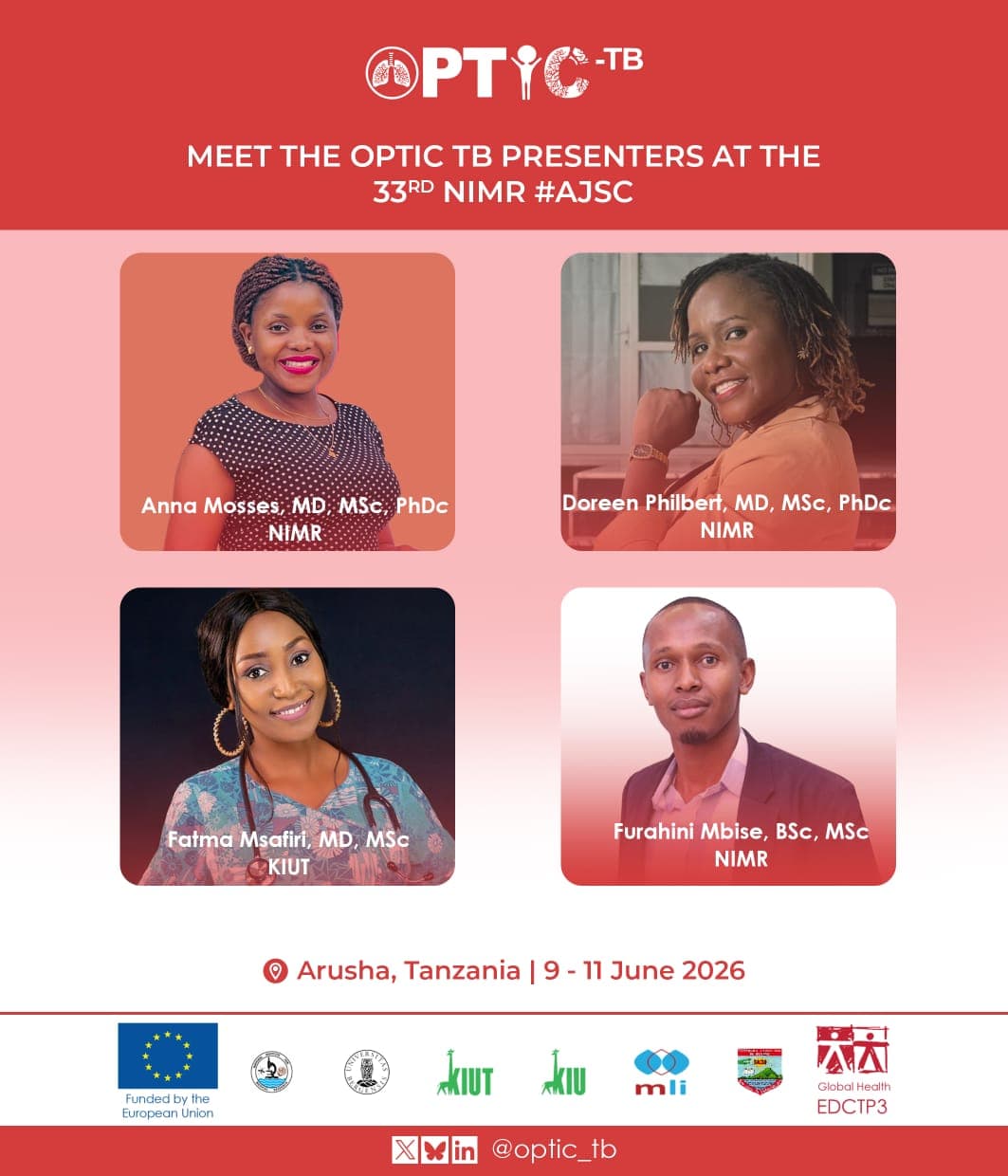 Meet the OPTIC-TB presenters at the 33rd NIMR #AJSC2026!